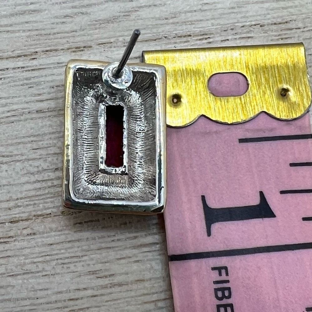 Ruby Red Rhinestone Rectangular Elegant Fancy Pos… - image 4